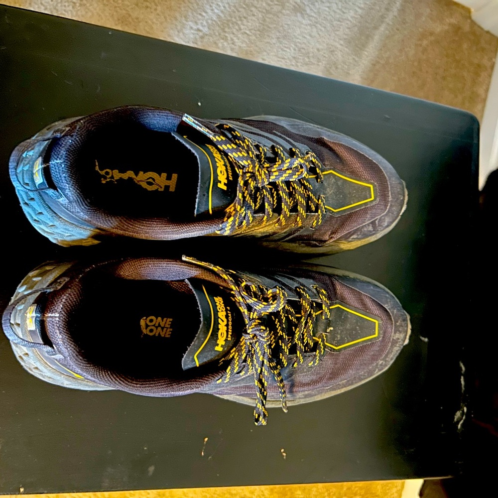 Hoka One One Men's Black and Gold Athletic Shoes